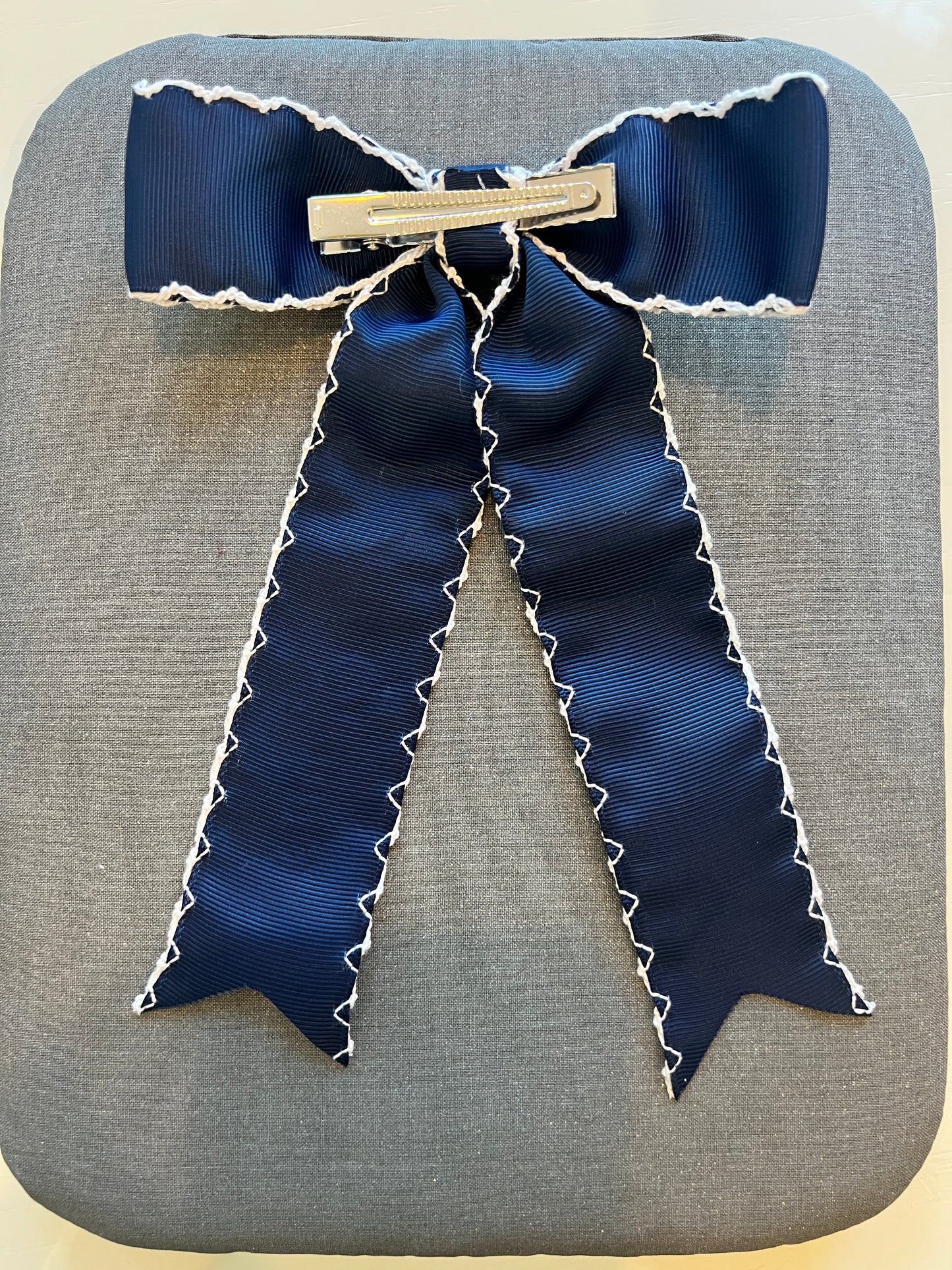 All Saints Clip Hair Bow with white trim