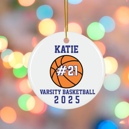Personalized Sports Ornament with player name, number, team and year