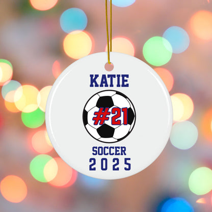 Personalized Sports Ornament with player name, number, team and year