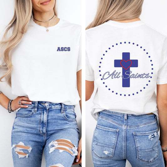 Adult Unisex All Saints Cross and Heart T-Shirt