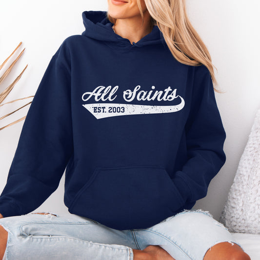 Adult and Youth All Saints Retro Script Hoodie