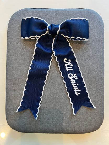 All Saints Clip Hair Bow with white trim