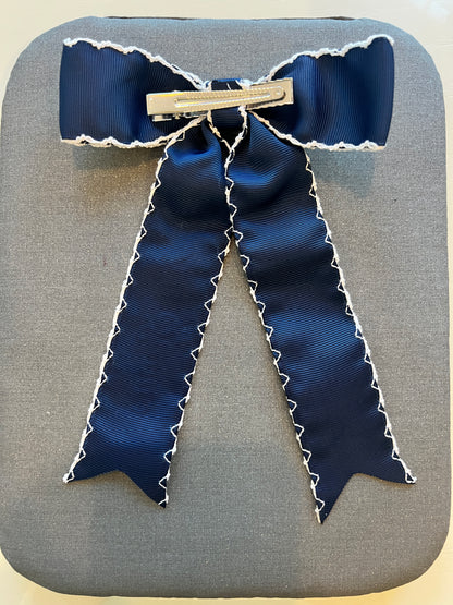 All Saints Clip Hair Bow with white trim